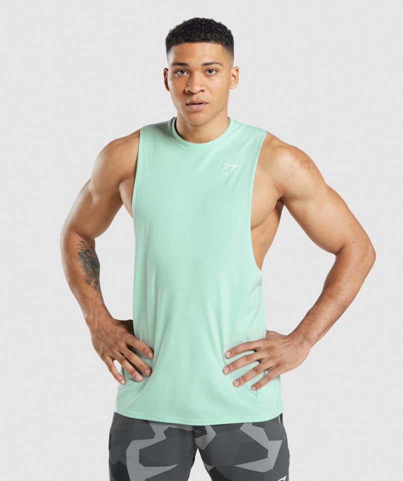 Men\'s Gymshark Critical Drop Arm Tanks Mint | NZ 1VCQFH